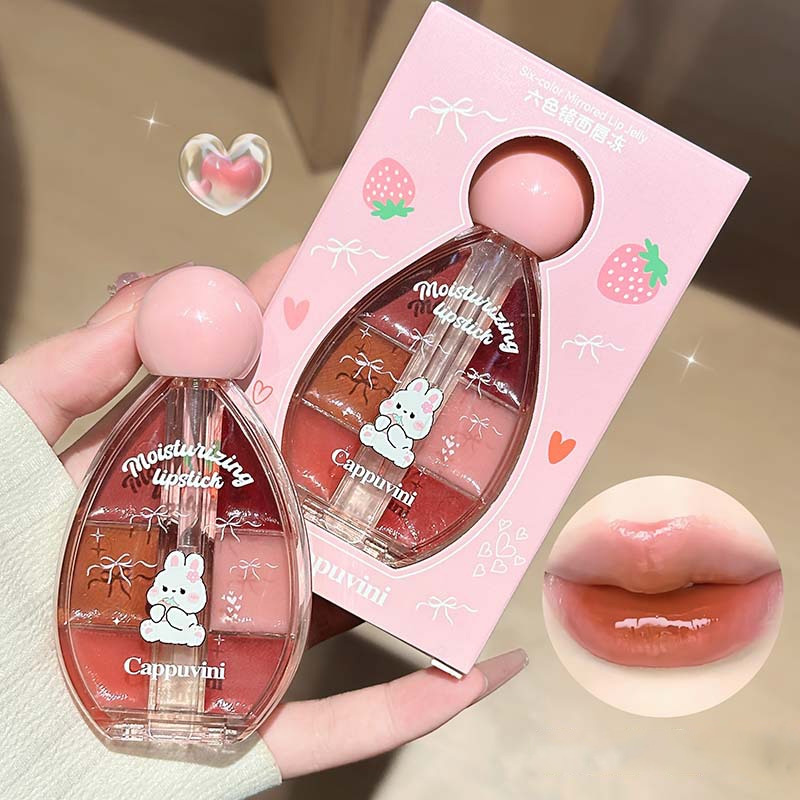 6 Color Mirror Lip Gloss Palet - Lip Tint Korean review and price
