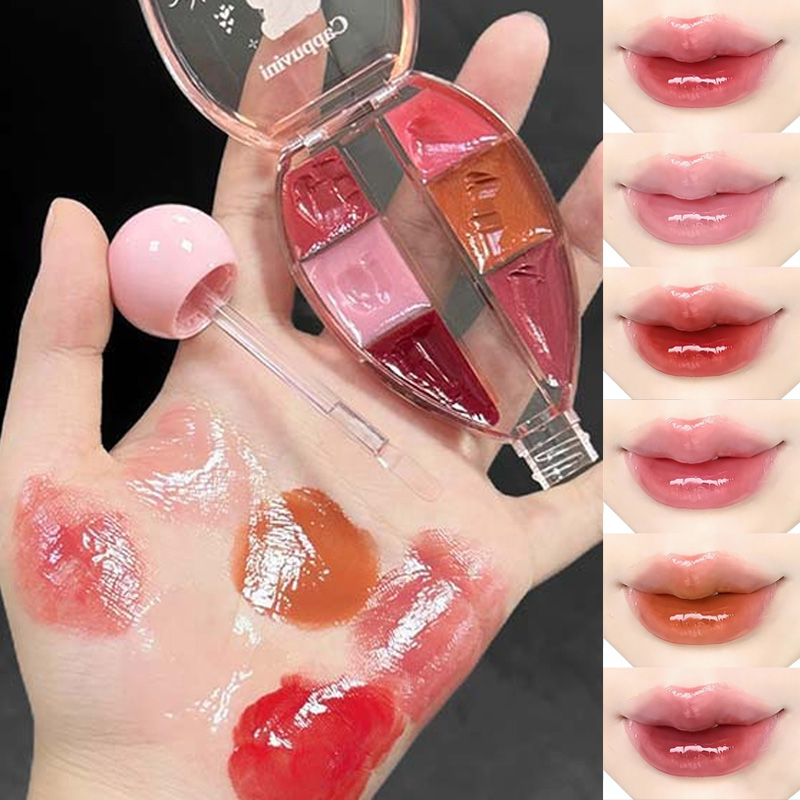 6 Color Mirror Lip Gloss Palet - Lip Tint Korean review and price