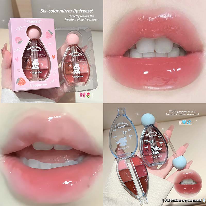6 Color Mirror Lip Gloss Palet - Lip Tint Korean review and price