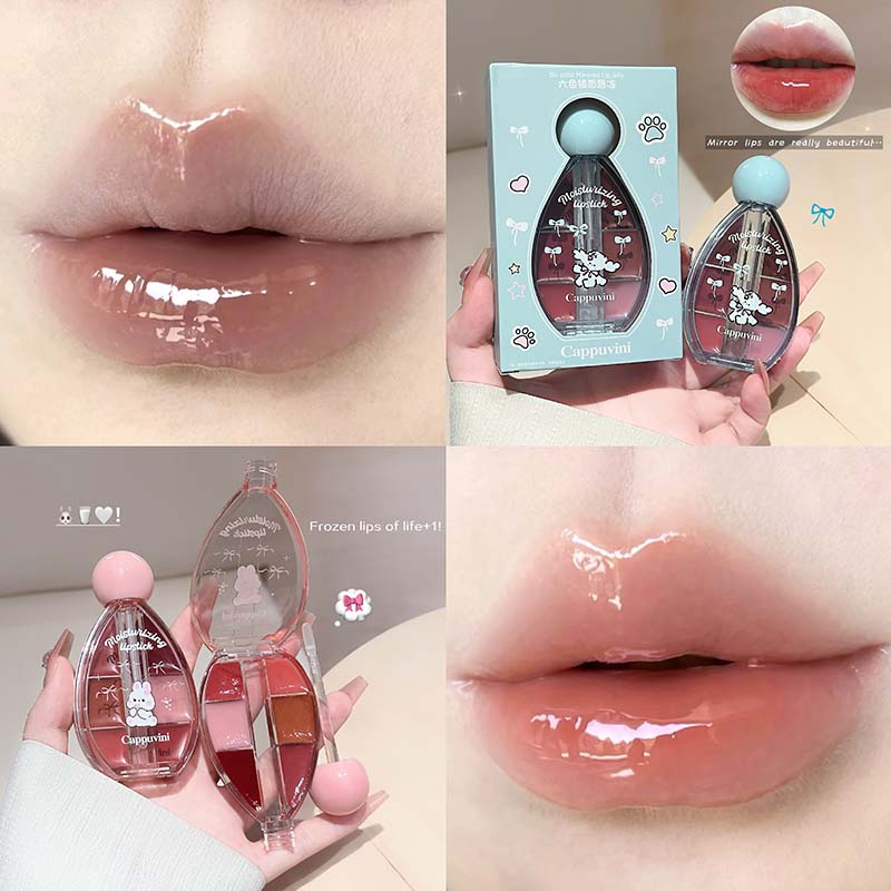 6 Color Mirror Lip Gloss Palet - Lip Tint Korean review and price