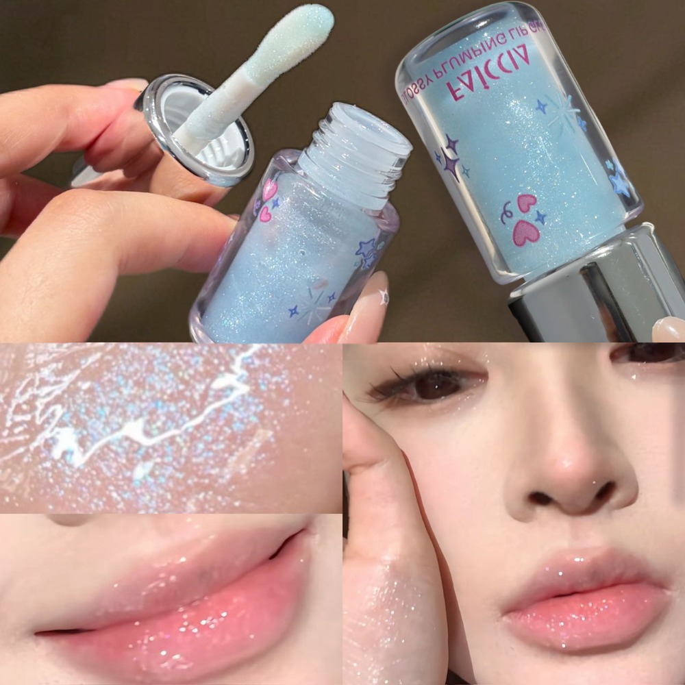 Baby Blue Sparkling Lip Gloss  - Lip Tint Korean review and price