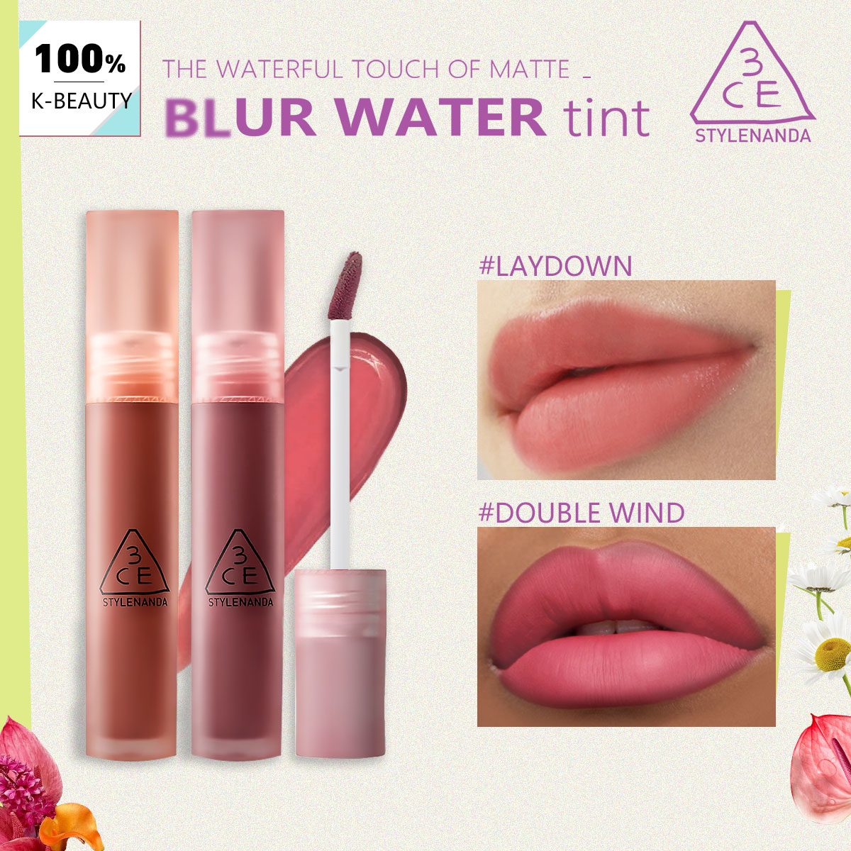 3CE BLUR WATER TINT,Buildable  - Lip Tint Korean review and price